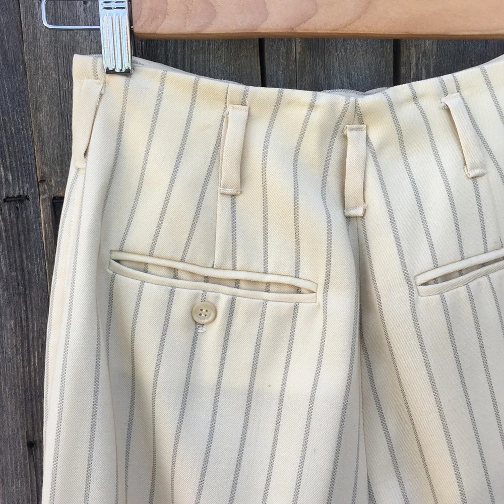 Ralph Lauren Blue Label Vintage Y2K High Rise Striped Wide Leg Pants Cream Blue - Picture 13 of 16